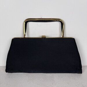 VTG Cara Black Clutch Handbag Purse Made in USA 11" x 5.5"  x 1"